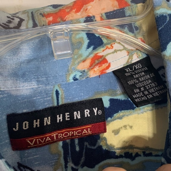 John Henry Viva Tropical Happy Hour Shirt xl men’s short sleeve button down - Picture 3 of 8